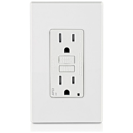 Straight Blade Receptacle, 5-15R, 15 A, 125V AC, 2 Pole, 3 Wire, Flush Mount, Single, White MPN:AFTR1-W