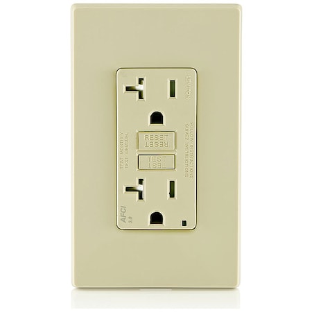 Straight Blade Receptacle, 5-20R, 20 A, 125V AC, 2 Pole, 3 Wire, Flush Mount, Single, Ivory MPN:AFTR2-I