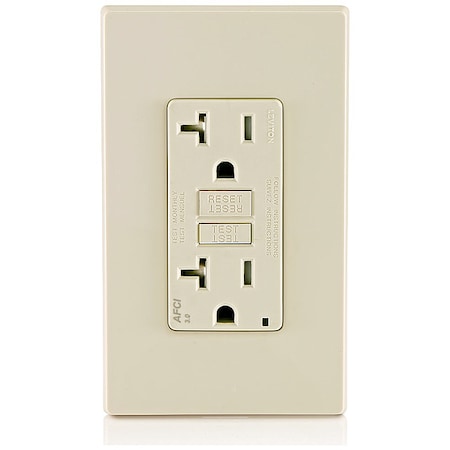 Straight Blade Receptacle, 5-20R, 20 A, 125V AC, 2 Pole, 3 Wire, Flush Mount, Single, Light Almond MPN:AFTR2-T