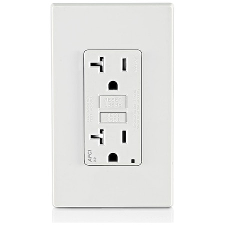 Straight Blade Receptacle, 5-20R, 20 A, 125V AC, 2 Pole, 3 Wire, Flush Mount, Single, White MPN:AFTR2-W