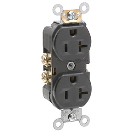 Straight Blade Receptacle, 5-20R, 20 A, 125V AC, 2 Pole, 3 Wire, Flush Mount, Self-Grounded MPN:BR20-E