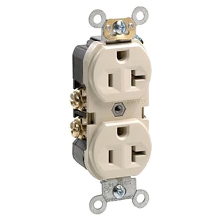 Straight Blade Receptacle, 5-20R, 20 A, 125V AC, 2 Pole, 3 Wire, Flush Mount, Self-Grounded MPN:BR20-I