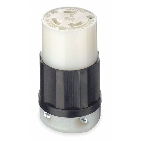 Locking Connector, L6-30R, 30 A, 250V AC, Single Phase, 2 Pole, Screw Terminals, Black, White MPN:C2623