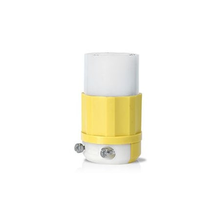 Locking Connector, L6-30R, 30 A, 250V AC, Single Phase, 2 Pole, Screw Terminals, White, Yellow MPN:C2623-CY