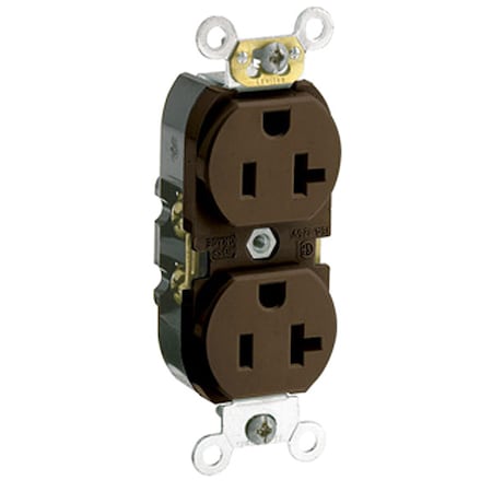Straight Blade Receptacle, 5-20R, 20 A, 125V AC, 2 Pole, 3 Wire, Flush Mount, Self-Grounded MPN:CR020