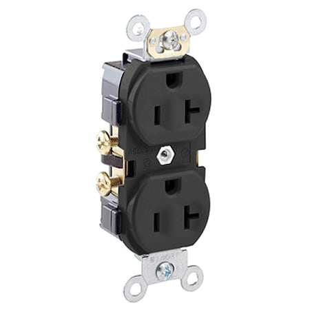 Straight Blade Receptacle, 5-20R, 20 A, 125V AC, 2 Pole, 3 Wire, Flush Mount, Self-Grounded MPN:CR20-E