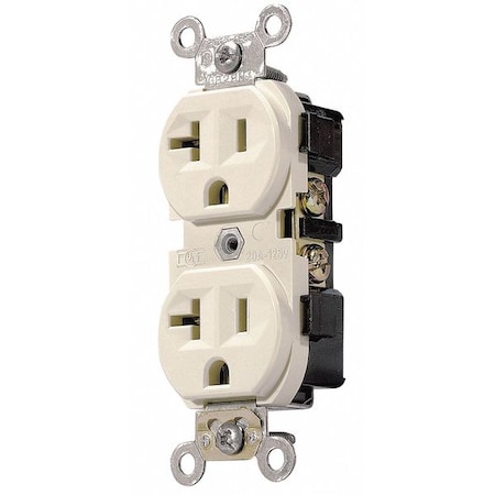 Straight Blade Receptacle, 5-20R, 20 A, 125V AC, 2 Pole, 3 Wire, Flush Mount, Single, Ivory MPN:CR20-I