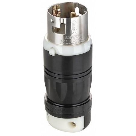 Locking Plug, Non-NEMA, 50 A, 480V AC, Three Phase, 3 Pole, Screw Terminals, Black, White MPN:CS8165C