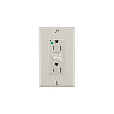 Duplex Straight Blade Receptacle, 5-15R, 15 A, 20 A, 125V AC, 2 Pole, 3 Wire, Flush Mount, Grounded MPN:GFTR1-HGT