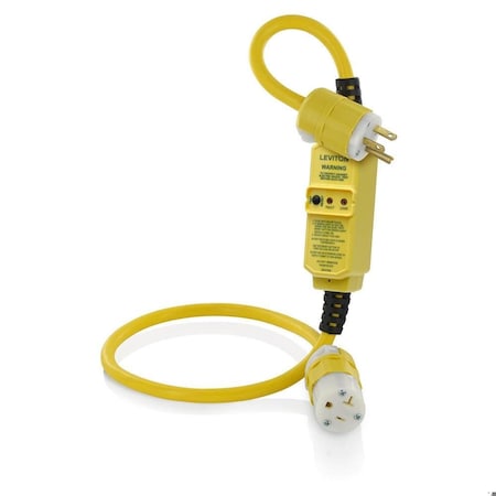 GFCI, Yellow, 3 ft, 1 Outlet, 12 AWG MPN:GSCM2-3C