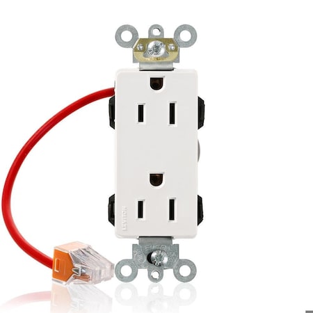 Straight Blade Receptacle, 5-15R, 15 A, 125V AC, Flush Mount, Self-Grounded MPN:M1626-SCW