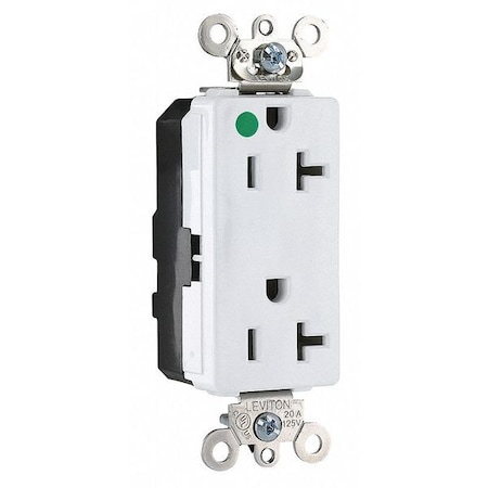 Straight Blade Receptacle, 5-20R, 20 A, 125V AC, 2 Pole, 3 Wire, Flush Mount, Single, White MPN:M1636-ILW