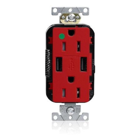 Lev-Lok HG/TR Dup USB A-A 15A 125V Red MPN:M56AA-HGR