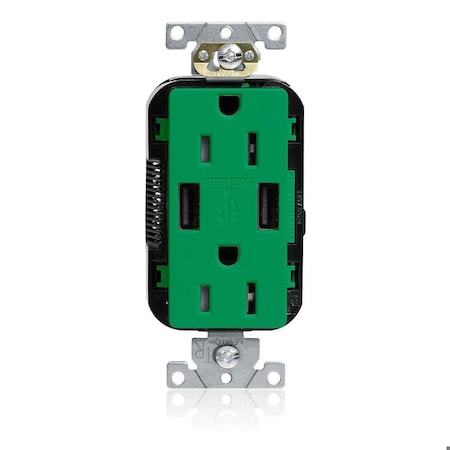 Lev-Lok TR Dup USB A-A 15A 125V Grn MPN:M56AA-N