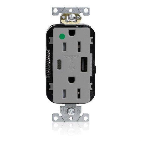 Lev-Lok HG/TR Dup USB A-C 15A 125V Gry MPN:M56AC-HGG