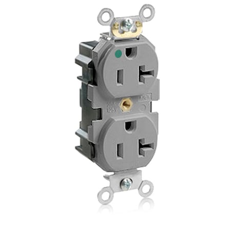 Straight Blade Receptacle, 5-20R, 20 A, 125V AC, 2 Pole, 3 Wire, Flush Mount, Self-Grounded MPN:M8300-HGY