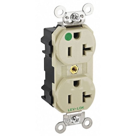 Straight Blade Receptacle, 5-20R, 20 A, 125V AC, 2 Pole, 3 Wire, Flush Mount, Single, Ivory MPN:M8300-I