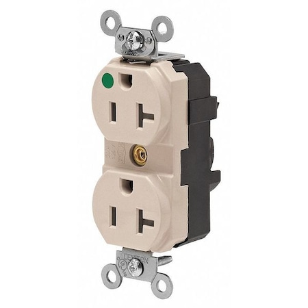 Straight Blade Receptacle, 5-20R, 20 A, 125V AC, 2 Pole, 3 Wire, Flush Mount, Single, Ivory MPN:M8300-ILI