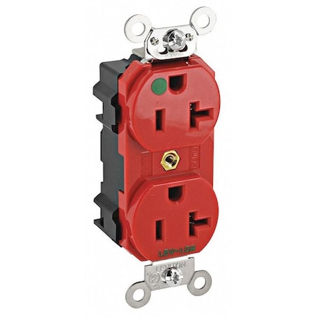 Straight Blade Receptacle, 5-20R, 20 A, 125V AC, 2 Pole, 3 Wire, Flush Mount, Single, Red MPN:M8300-R