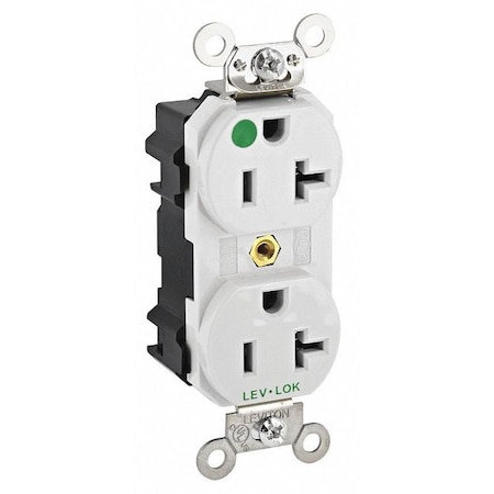 Straight Blade Receptacle, 5-20R, 20 A, 125V AC, 2 Pole, 3 Wire, Flush Mount, Single, White MPN:M8300-W
