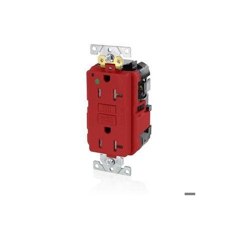 GFCIRcptclOutlet, 20A, 125VAC, Rd, Polycarb MPN:MGFT2-HGR