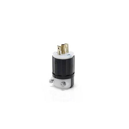 Midget Locking Plug, ML2-15P, 15 A, 125V AC, Single Phase, 2 Pole, Screw Terminals, Black, White MPN:ML2-P