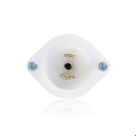 Midget Flanged Locking Inlet, 15 A, 125V AC, 2 Pole, Screw Terminals, White MPN:ML2-PB