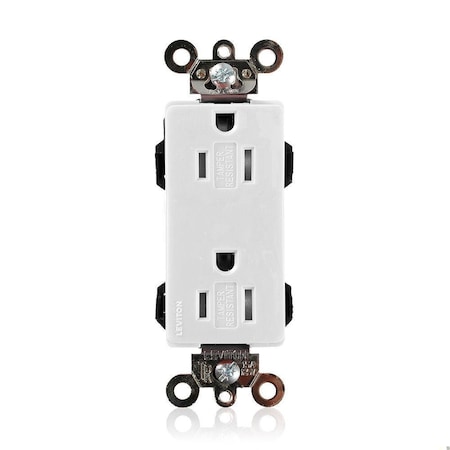 Straight Blade Receptacle, 5-15R, 15 A, 125V AC, Surface Mount, Self-Grounded MPN:MT162-W