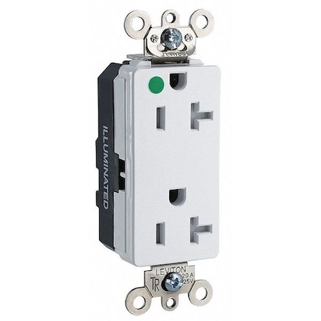 Straight Blade Receptacle, 5-20R, 20 A, 125V AC, 2 Pole, 3 Wire, Flush Mount, Self-Grounded MPN:MT163-ILW