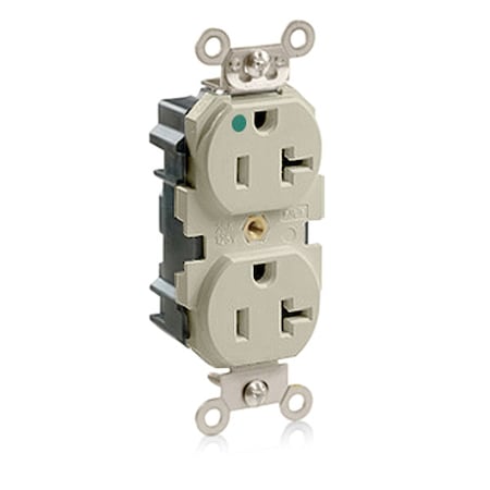 Straight Blade Receptacle, 5-20R, 20 A, 125V AC, 2 Pole, 3 Wire, Flush Mount, Self-Grounded MPN:MT830-I