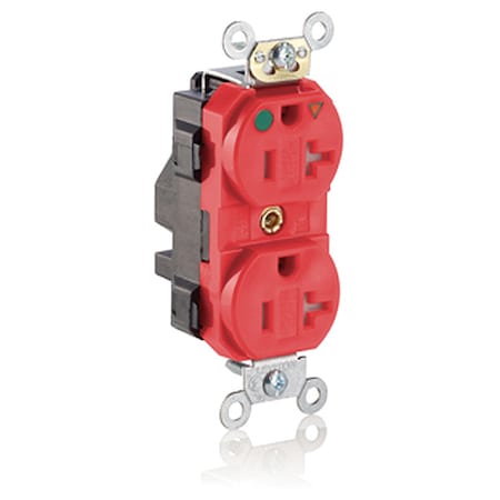 Straight Blade Receptacle, 5-20R, 20 A, 125V AC, 2 Pole, 3 Wire, Flush Mount, Isolated Ground MPN:MT830-IGR