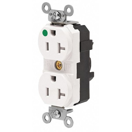 Straight Blade Receptacle, 5-20R, 20 A, 125V AC, 2 Pole, 3 Wire, Flush Mount, Single, White MPN:MT830-ILW
