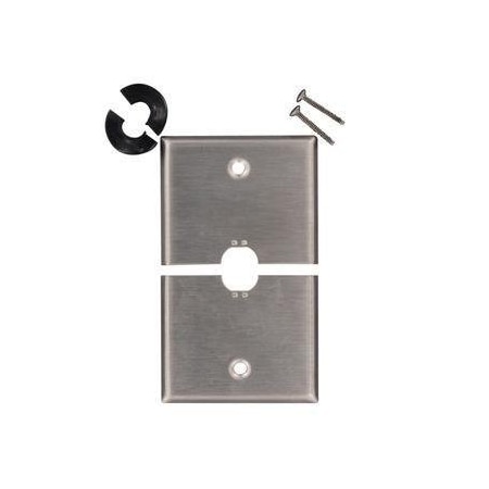 Telephone Cable Wall Plate, Number of Gangs: 1 Stainless Steel, Silver MPN:S751-N
