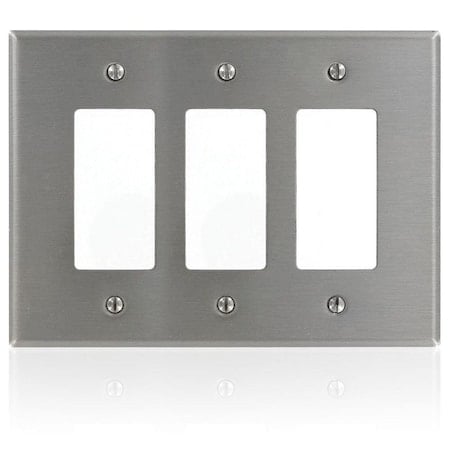 GFCI Wall Plate, Number of Gangs: 3 Stainless Steel, Silver MPN:SO263