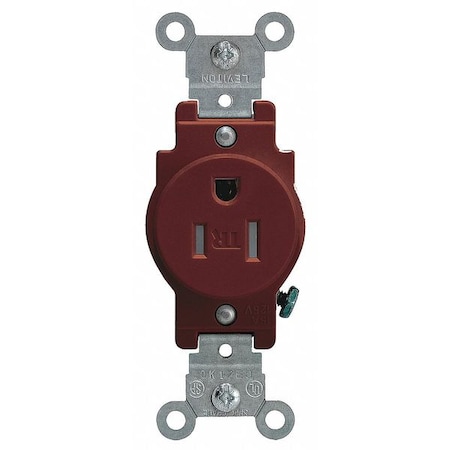 Straight Blade Receptacle, 5-15R, 15 A, 125V AC, 2 Pole, 3 Wire, Flush Mount, Grounded MPN:T5015
