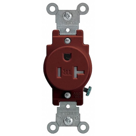 Straight Blade Receptacle, 5-20R, 20 A, 125V AC, 2 Pole, 3 Wire, Flush Mount, Grounded MPN:T5020