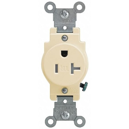 Straight Blade Receptacle, 5-20R, 20 A, 125V AC, 2 Pole, 3 Wire, Flush Mount, Grounded MPN:T5020-I