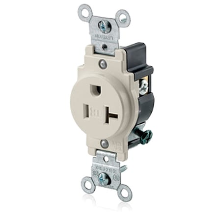 Straight Blade Receptacle, 5-20R, 20 A, 125V AC, 2 Pole, 3 Wire, Flush Mount, Grounded MPN:T5020-T