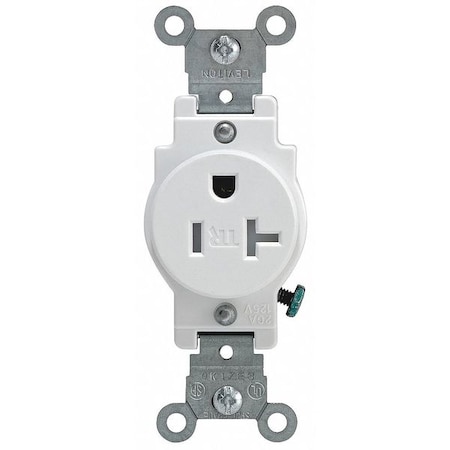 Straight Blade Receptacle, 5-20R, 20 A, 125V AC, 2 Pole, 3 Wire, Flush Mount, Grounded MPN:T5020-W