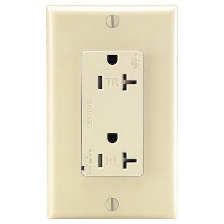 Straight Blade Receptacle, 5-15R, 20 A, 125V AC, 2 Pole, 3 Wire, Flush Mount, Single, Ivory MPN:T5380-I
