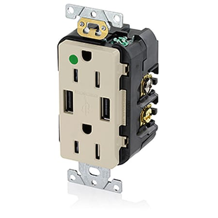 Straight Blade Receptacle, 5-15R, 15 A, 125V AC, 2 Pole, 3 Wire, Flush Mount, Self-Grounded MPN:T5632-HGI