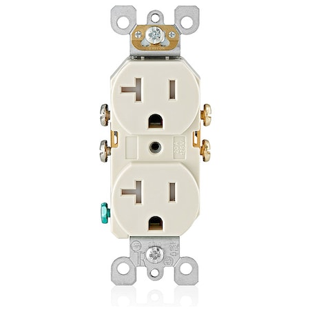 Straight Blade Receptacle, 5-20R, 20 A, 125V AC, 2 Pole, 3 Wire, Flush Mount, Self-Grounded MPN:T5820-T
