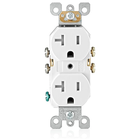 Straight Blade Receptacle, 5-20R, 20 A, 125V AC, 2 Pole, 3 Wire, Flush Mount, Self-Grounded MPN:T5820-W