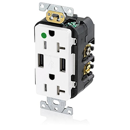 Straight Blade Receptacle, 5-20R, 20 A, 125V AC, 2 Pole, 3 Wire, Flush Mount, Self-Grounded MPN:T5832-HGW