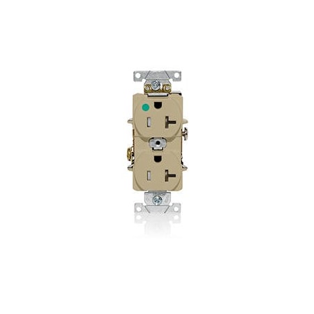 Duplex Straight Blade Receptacle, 5-20R, 20 A, 125V AC, 2 Pole, 3 Wire, Flush Mount, Self-Grounded MPN:T8300-I