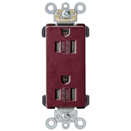 Straight Blade Receptacle, 5-15R, 15 A, 125V AC, 2 Pole, 3 Wire, Flush Mount, Grounded MPN:TDR15