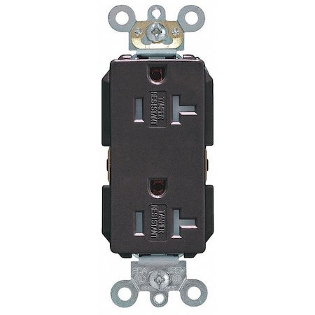 Straight Blade Receptacle, 5-20R, 20 A, 125V AC, 2 Pole, 3 Wire, Flush Mount, Single, Black MPN:TDR20-E