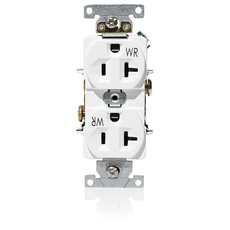 Straight Blade Receptacle, 5-20R, 20 A, 125V AC, 2 Pole, 3 Wire, Flush Mount, Grounded MPN:WBR20-W