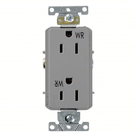 Plugs&Rcptcls, 15A, 125VAC, Gry, PBT, PK1 MPN:WDR15-GY