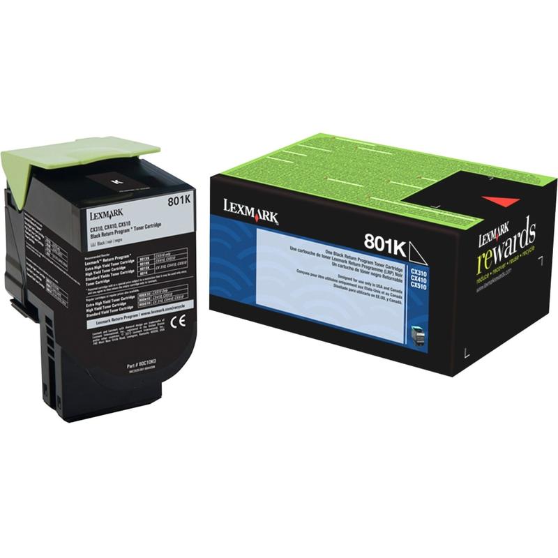 Lexmark 801K Black Return Program Toner Cartridge MPN:80C10K0